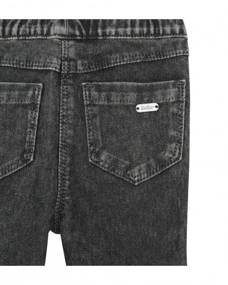 Jeggings en coton molletonné effet denim garçon gris basicos