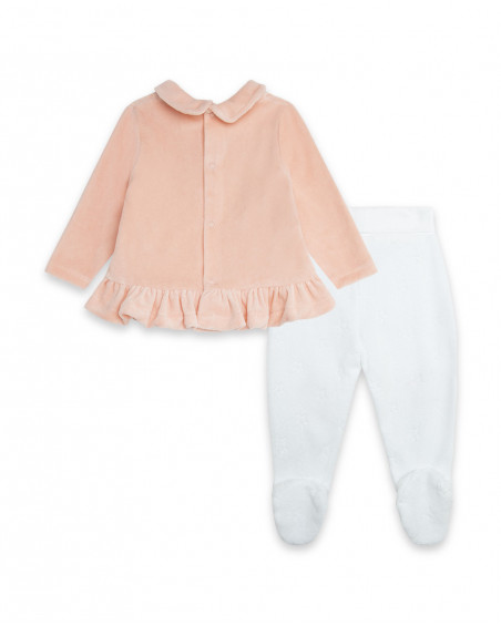 Ensemble velours long avec pieds fille rose luna llena