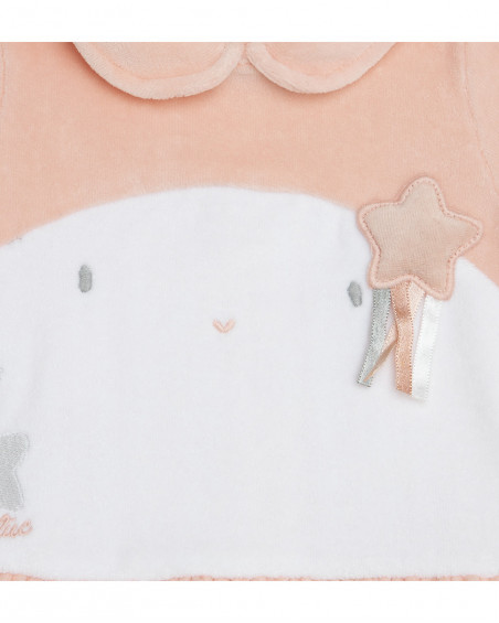 Ensemble velours long avec pieds fille rose luna llena