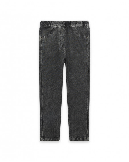 Jeggings en coton molletonné effet denim fille gris basicos baby Jeggings en coton molletonné effet denim fille gris basicos baby