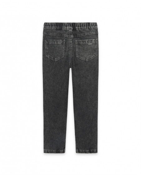 Jeggings en coton molletonné effet denim fille gris basicos baby Jeggings en coton molletonné effet denim fille gris basicos baby