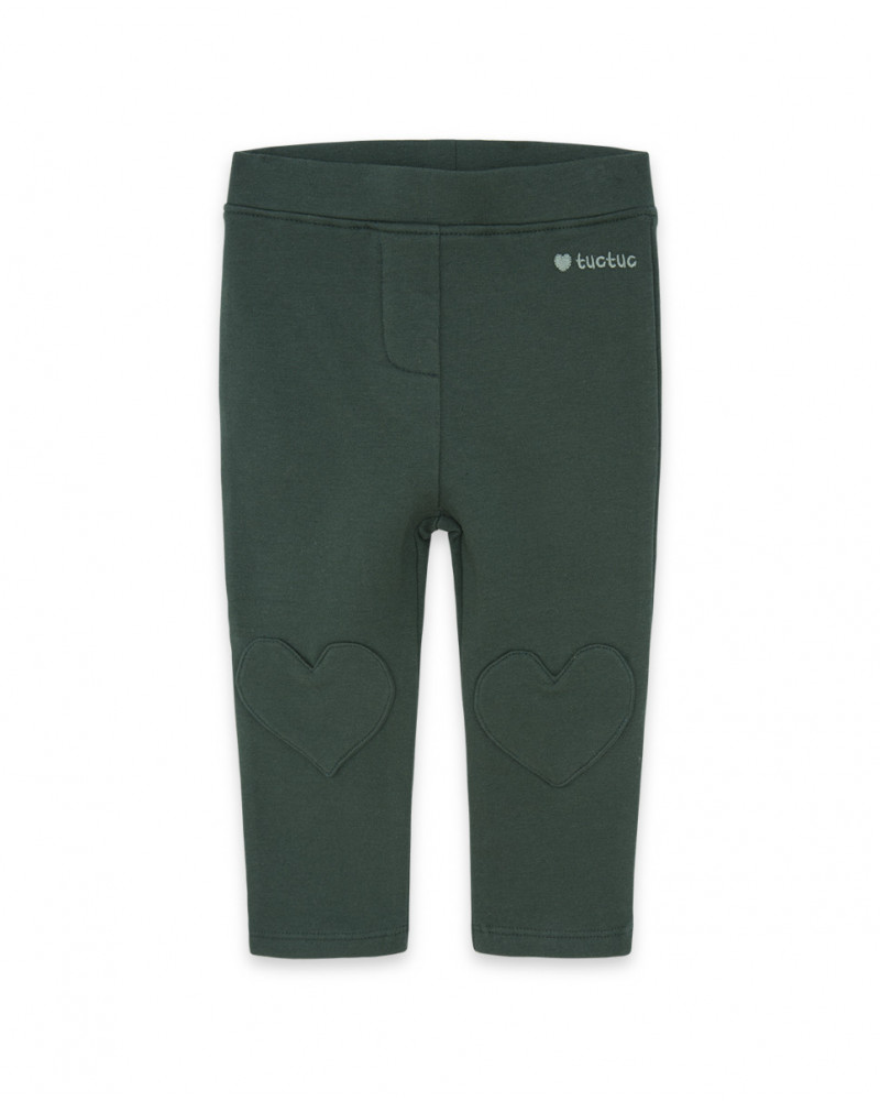 Leggings en coton molletonné coeurs fille verts highlands