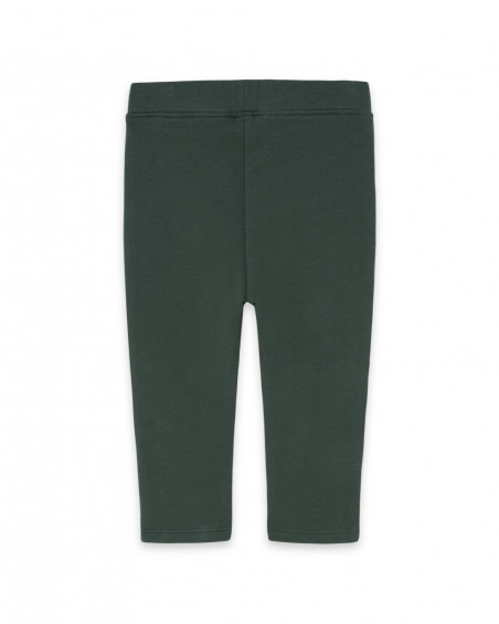 Leggings en coton molletonné coeurs fille verts highlands Leggings en coton molletonné coeurs fille verts highlands