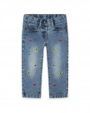 Pantalon en jeans fleurs fille bleu color hikers Pantalon en jeans fleurs fille bleu color hikers
