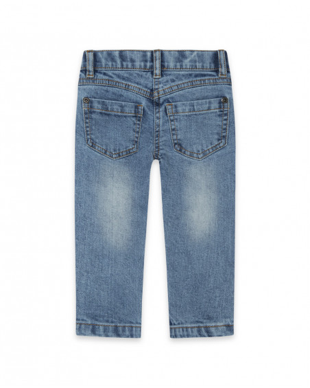 Pantalon en jeans fleurs fille bleu color hikers Pantalon en jeans fleurs fille bleu color hikers