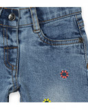 Pantalon en jeans fleurs fille bleu color hikers Pantalon en jeans fleurs fille bleu color hikers