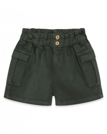 Short en sergé avec poches fille vert hidden nature Short en sergé avec poches fille vert hidden nature