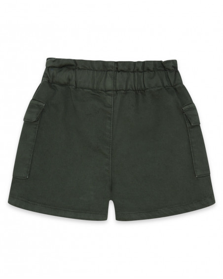 Short en sergé avec poches fille vert hidden nature Short en sergé avec poches fille vert hidden nature