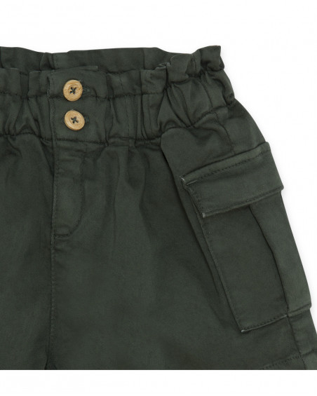 Short en sergé avec poches fille vert hidden nature Short en sergé avec poches fille vert hidden nature