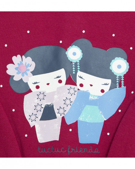 Sweat-shirt en peluche fermée sans capuche fille rose kyoto Sweat-shirt en peluche fermée sans capuche fille rose kyoto