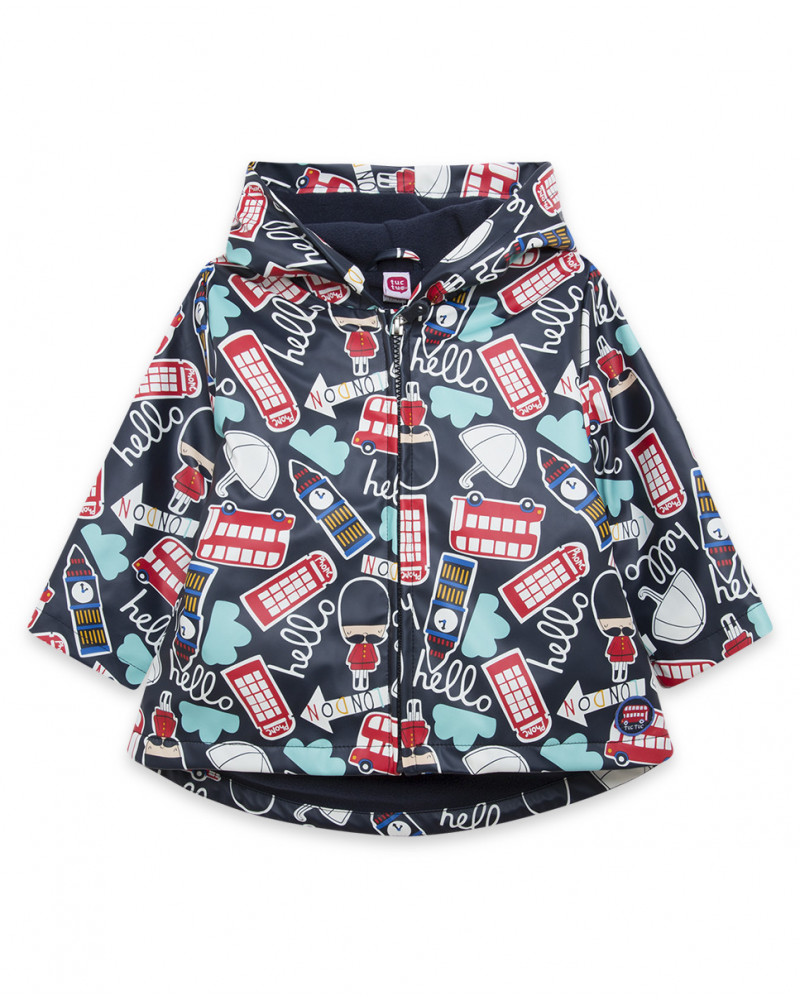 Gabardine avec capuche garçon bleue hello london
