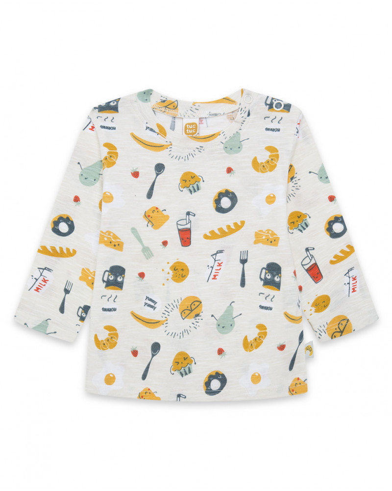 Tee-shirt en jersey imprimée fille beige basicos kids