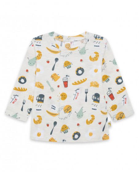 Tee-shirt en jersey imprimée fille beige basicos kids Tee-shirt en jersey imprimée fille beige basicos kids