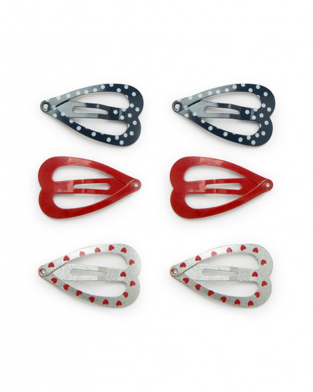 Set 6 barrettes cheveux coeurs fille rouge hello london Set 6 barrettes cheveux coeurs fille rouge hello london