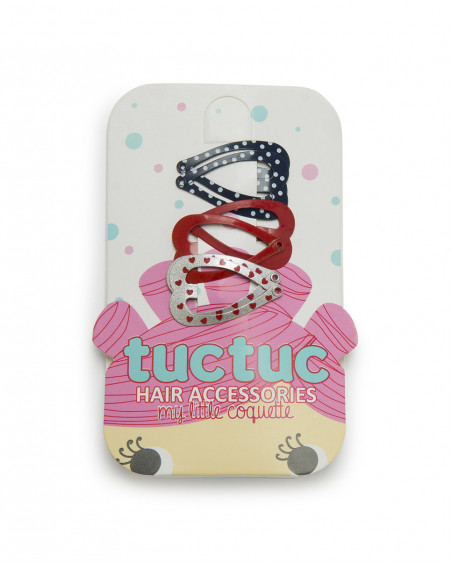 Set 6 barrettes cheveux coeurs fille rouge hello london Set 6 barrettes cheveux coeurs fille rouge hello london