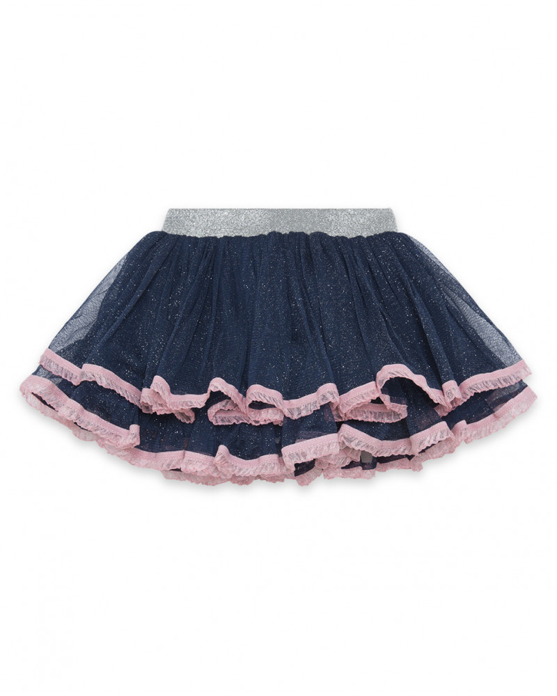 Jupe en tulle volants fille bleue glaciar