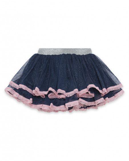 Jupe en tulle volants fille bleue glaciar Jupe en tulle volants fille bleue glaciar