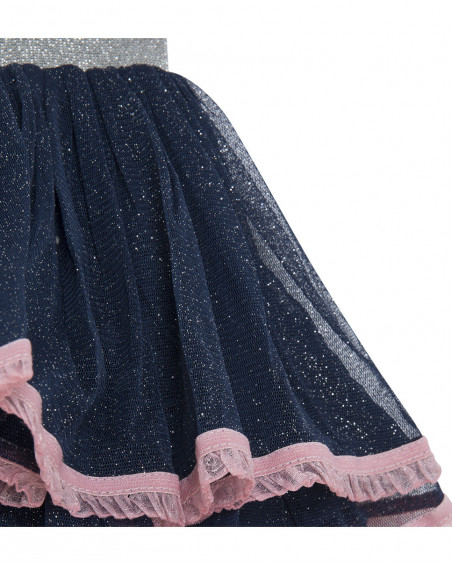 Jupe en tulle volants fille bleue glaciar Jupe en tulle volants fille bleue glaciar