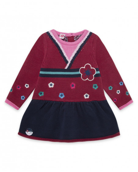 Robe en tricot fleurs fille rose kyoto girls Robe en tricot fleurs fille rose kyoto girls
