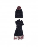 Bonnet et écharpe en tricot coeurs fille bleu breakfast time Bonnet et écharpe en tricot coeurs fille bleu breakfast time