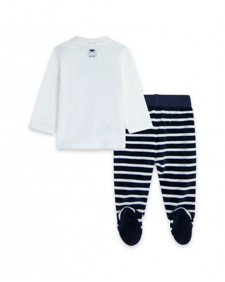 Ensemble velours long avec pieds garçon bleu it's cold Ensemble velours long avec pieds garçon bleu it's cold