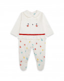 Grenouillère en jersey long avec pieds fille blanc alphabet Grenouillère en jersey long avec pieds fille blanc alphabet