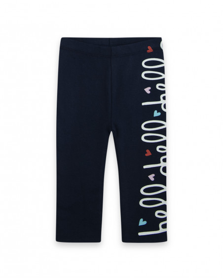Leggings en jersey message fille bleus hello london Leggings en jersey message fille bleus hello london