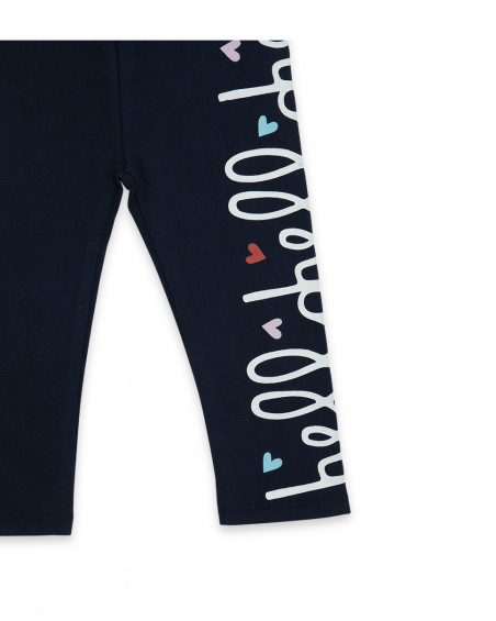 Leggings en jersey message fille bleus hello london Leggings en jersey message fille bleus hello london