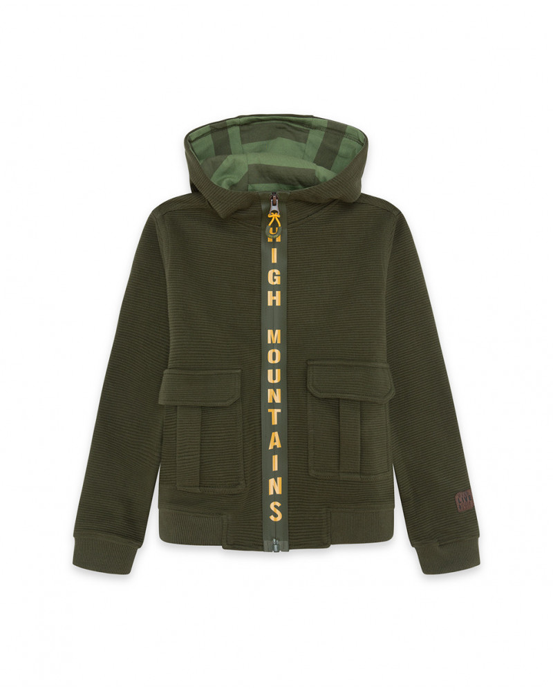 Sweat-shirt capuche en peluche avec fermeture éclair fille vert