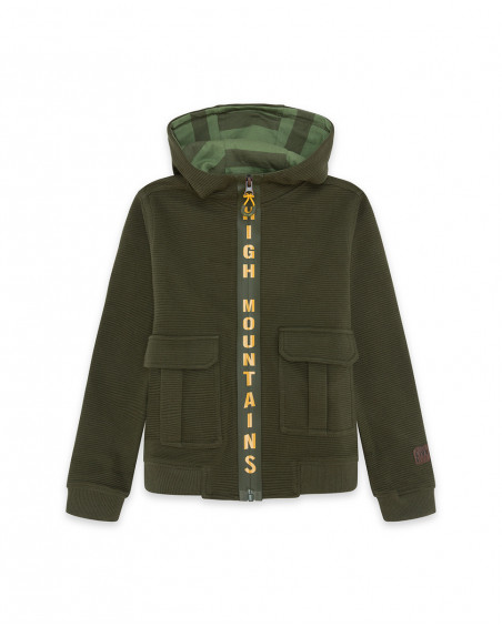 Sweat-shirt capuche en peluche avec fermeture éclair fille vert Sweat-shirt capuche en peluche avec fermeture éclair fille vert