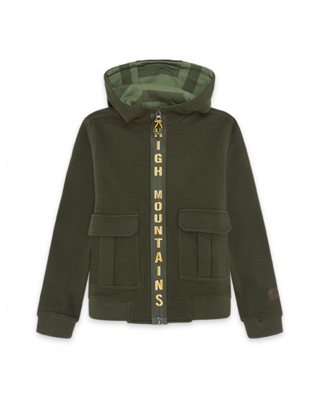 Sweat-shirt capuche en peluche avec fermeture éclair fille vert Sweat-shirt capuche en peluche avec fermeture éclair fille vert