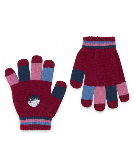Gants en tricot imprimés fille rose kyoto girls