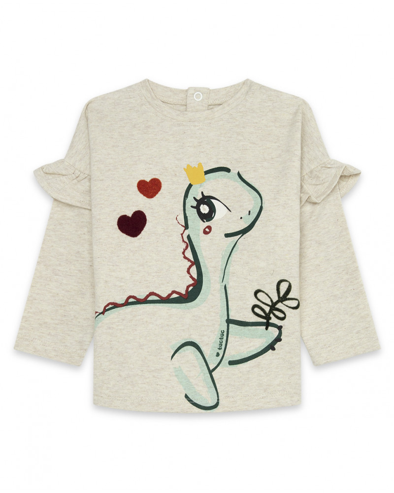 Tee-shirt en jersey volants fille blanc highlands