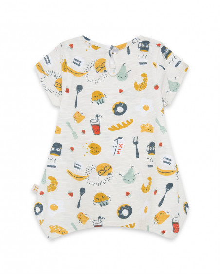 Tee-shirt en jersey manche courte imprimée fille beige basicos Tee-shirt en jersey manche courte imprimée fille beige basicos