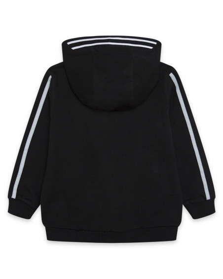 Sweat-shirt capuche en peluche avec fermeture éclair fille noir