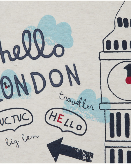 Tee-shirt en jersey message garçon blanc hello london Tee-shirt en jersey message garçon blanc hello london
