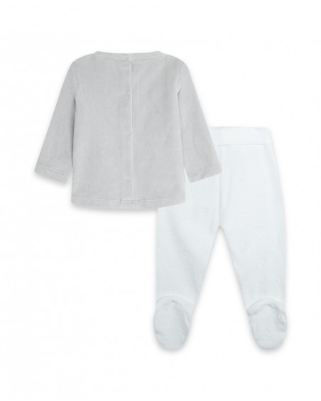 Ensemble velours long avec pieds garçon gris luna llena Ensemble velours long avec pieds garçon gris luna llena