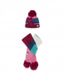 Bonnet et écharpe en tricot pompon fille rose kyoto girls Bonnet et écharpe en tricot pompon fille rose kyoto girls