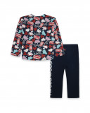 Sweat-shirt et leggings jersey imprimé fille bleu hello london Sweat-shirt et leggings jersey imprimé fille bleu hello london