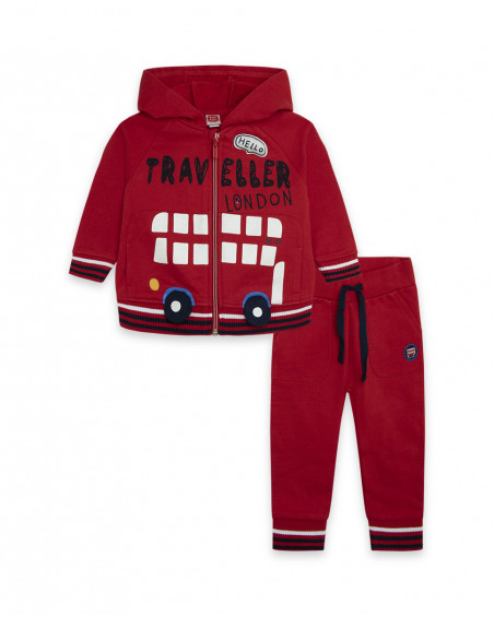 Sweat-shirt capuche et pantalon en peluche garçon rouge hello Sweat-shirt capuche et pantalon en peluche garçon rouge hello