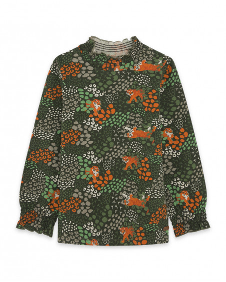 Tee-shirt en jersey imprimée fille vert hidden nature Tee-shirt en jersey imprimée fille vert hidden nature