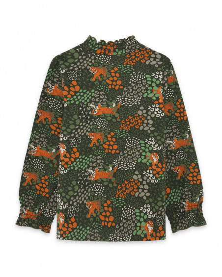 Tee-shirt en jersey imprimée fille vert hidden nature Tee-shirt en jersey imprimée fille vert hidden nature
