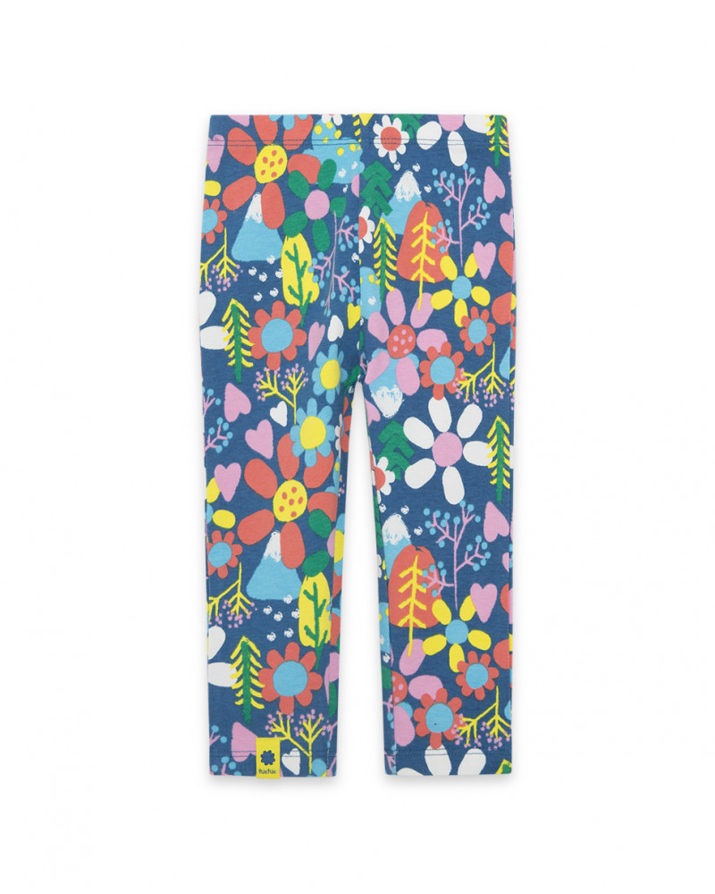 Leggings en jersey fleurs fille bleus color hikers