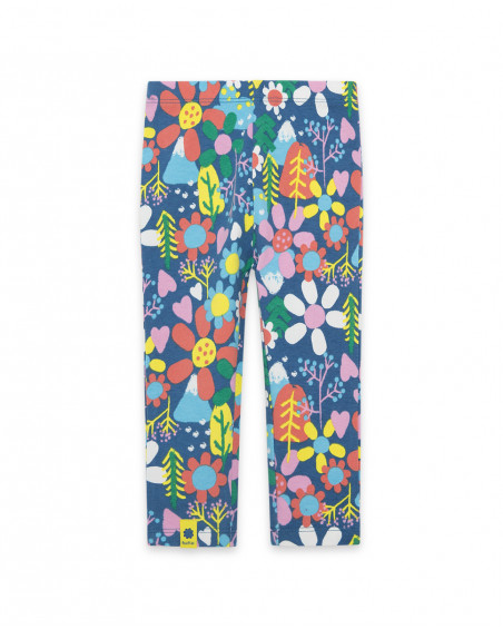 Leggings en jersey fleurs fille bleus color hikers