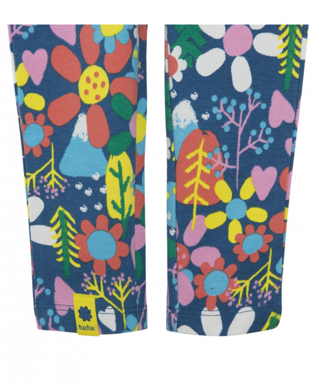 Leggings en jersey fleurs fille bleus color hikers