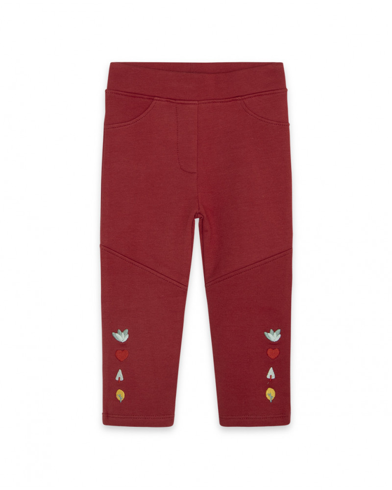Leggings en coton molletonné avec détails fille rouges highlands