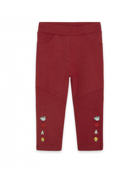 Leggings en coton molletonné avec détails fille rouges highlands Leggings en coton molletonné avec détails fille rouges highlands