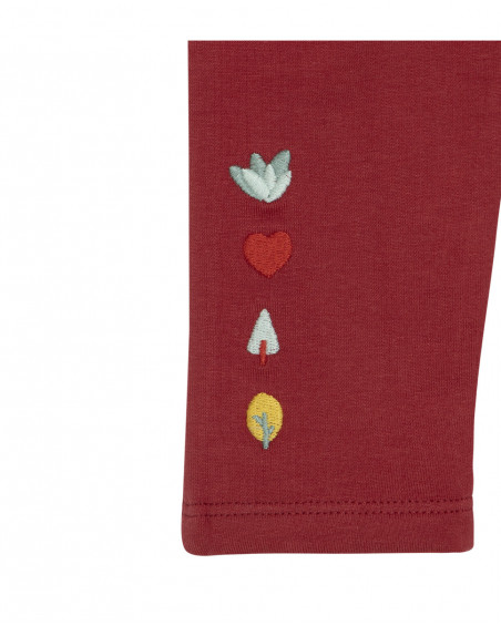 Leggings en coton molletonné avec détails fille rouges highlands Leggings en coton molletonné avec détails fille rouges highlands