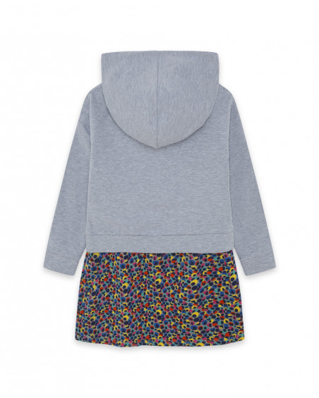 Robe en peluche et jersey combiné fille grise best friends 4ever
