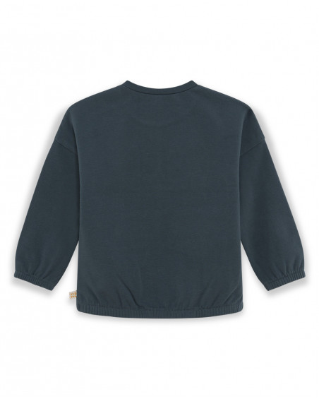 Sweat-shirt en peluche fermée sans capuche fille bleu basicos Sweat-shirt en peluche fermée sans capuche fille bleu basicos